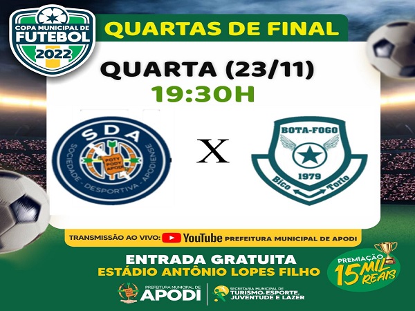 Hoje é dia de jogo pela XXV Copa Municipal de Futebol